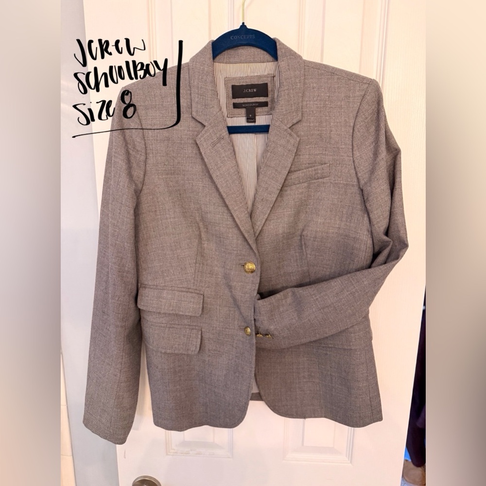 J. Crew Heather Gray Blazer with Gold Accents